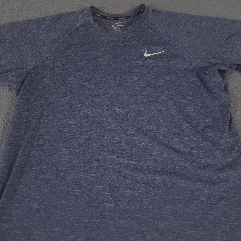 Nike Shirt Mens XXL Blue Hydroguard Heathered UPF 40+ Dri-FIT Active Rash Guard